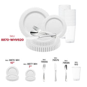 Formal dining display with White Pearl String Round Disposable Dinnerware adding grace and polish to wedding decor