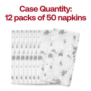 Generous 600-pack of white silver paint splatter napkins—perfect size and quantity for catering and events