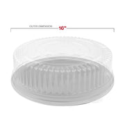 Generous black party platter with fitted transparent lid turns simple snacks into a polished display at weddings and receptions