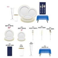 Glamorous table setup using the Mamma Mia Party Set and gold-rimmed tumblers.