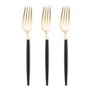 Gold with Black Handle Moderno Disposable Plastic Dinner Forks Secondary | Smarty Had A Party