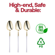 Gold with White Handle Moderno Disposable Plastic Dinner Spoons BPA | Smarty Had A Party