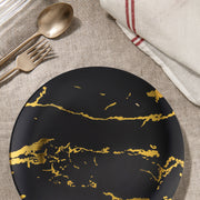 Gold Marble Stroke Salad Plates in black were used to serve appetizers at a glamorous evening party.