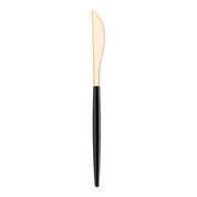 Gold Moderno disposable plastic dinner knives featuring stylish black handles