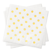 Gold dotted beverage napkins designed for weddings, showers, birthdays, and other stylish celebrations