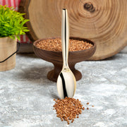 Gold plastic serving spoon, 9.75 inches, durable and disposable, perfect for buffets and parties, case of 60.