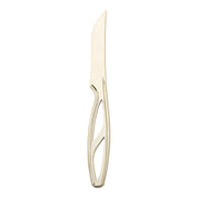 Gold plastic steak knives with a sharp edge, great for large gatherings and special occasions