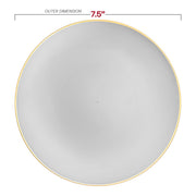 Gray with Gold Rim Organic Round Disposable Plastic Appetizer/Salad Plates (7.5") Dimension | Smarty Had A Party