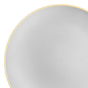 Gray with Gold Rim Organic Round Disposable Plastic Appetizer/Salad Plates (7.5") | Smarty Had A Party