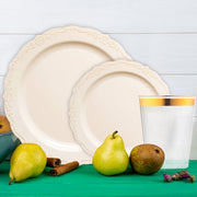 Guests enjoying meals on the Ivory Vintage Tableware Set, perfect for weddings or formal events.