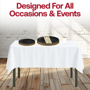 Guests toast during a stylish sports night featuring the Elite Black & Gold dinnerware collection.