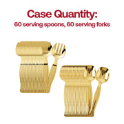 Heavy-duty gold plastic serving utensils, 9.75 inches, pack of 60, a chic alternative to metal flatware, BPA-free
