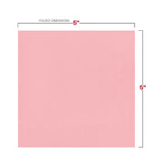 High-end pink cocktail napkins with 10" x 10" dimensions, made from soft paper for elegant drink service; 600 included per case.