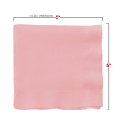 High-end pink cocktail napkins with 10" x 10" dimensions, made from soft paper for elegant drink service; 600 included per case