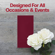 High-quality burgundy red paper dinner napkins, 16" x 16", durable and soft, adding a refined touch to any meal