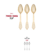 High-quality disposable metallic gold baroque plastic cutlery set, designed for effortless cleanup while maintaining elegance.