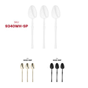 High-quality disposable white plastic dinner spoons with a stylish design, perfect for easy cleanup at events