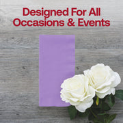 High-quality luscious lavender paper dinner napkins, 16" x 16", designed for superior softness and durability at any event.