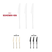 High-quality shiny white plastic dinner knives, 8.8 inches, combining elegance and practicality.