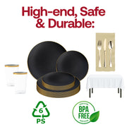 Host a fancy sports event with the Black & Gold Fan Dinnerware that delivers style and quality.