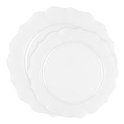 Host in style with the Pearl White Lotus Dinnerware Set — refined plastic plates designed for sophisticated occasions