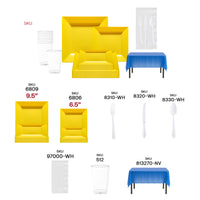 Hosting a multi-sport event with Blue, Yellow & White party set and coordinated cutlery