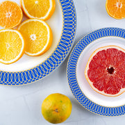 Ideal for serving white with gold spiral on blue rim plastic dinner plates (10.25")