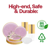 Ideal sizing and portions displayed using Clear Pink Gold Hammered Glass dinnerware for beautifully served meals.