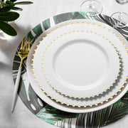 "Includes ideal plate sizes and count, making the White with Gold Pearl String Set perfect for elegant large gatherings.
"