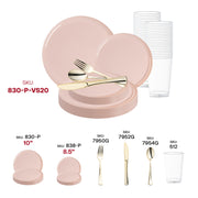 Infuse your celebration with a touch of elegance and vibrant color using the Pink Flat Round Disposable Plastic Wedding Value Set, ideal for stylish gatherings