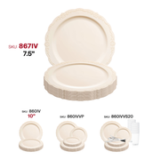 Ivory Vintage Round Disposable Plastic Appetizer/Salad Plates (7.5") SKU | Smarty Had A Party