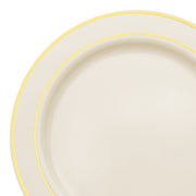Ivory with Gold Edge Rim Plastic Dinner Plates (10.25") | Smarty Had A Party