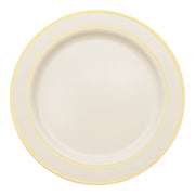 Ivory with Gold Edge Rim Plastic Dinner Plates (10.25") Secondary | Smarty Had A Party