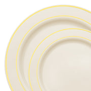 Ivory with Gold Edge Rim Plastic Plates Dinnerware Value Set | Smarty Had A Party