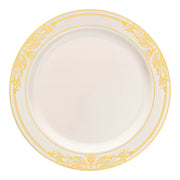 Ivory with Gold Harmony Rim Plastic Appetizer/Salad Plates (7.5") Secondary | Smarty Had A Party