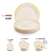 Ivory with Gold Harmony Rim Plastic Dinner Plates (10.25") SKU | Smarty Had A Party