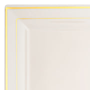 Ivory with Gold Square Edge Rim Plastic Appetizer/Salad Plates (6.5") | Smarty Had A Party