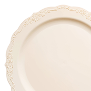 Ivory Vintage Round Disposable Plastic Dinner Plates