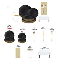 Ivory napkins and clear tumblers add sophistication to this premium sports dinnerware set.