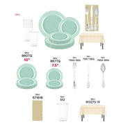 Ivory napkins and tablecloths complement the sleek modern silver utensils in this baby shower setup
