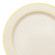 Ivory with Gold Edge Rim Plastic Dinner Plates