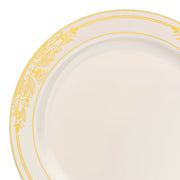 Ivory with Gold Harmony Rim Plastic Dinner Plates