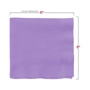 Large 600-pack of 10" x 10" luscious lavender paper cocktail napkins, perfect for catering and events.