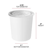 Leak-resistant 16 oz paper soup cups with snap-on clear lids stacked neatly for efficient storage and transport to events