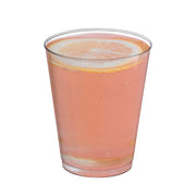 Lightweight and sturdy clear plastic disposable party cups, 8-ounce size, round shape