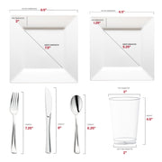 Made from BPA-free, recyclable plastic, the White Square Plastic Wedding Set ensures eco-conscious, safe entertaining
