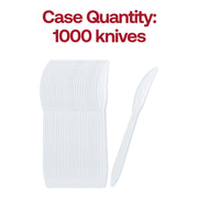 Made from recyclable, BPA-free plastic, these white knives provide safe and eco-conscious single-use cutlery