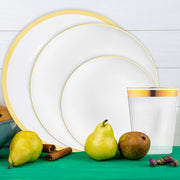 Made with BPA-free, recyclable materials, the White with Gold Moonlight set brings eco-conscious elegance to any celebration