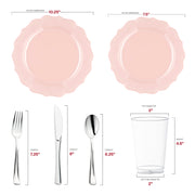 Made with BPA-free, recyclable plastic, the Pearl Pink Lotus set offers eco-conscious style for upscale occasions