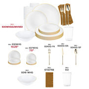 Make your event memorable with the White with Gold Rim Organic Plastic Grand Wedding Value Set, ideal for adding a luxurious touch to formal gatherings and elegant occasions